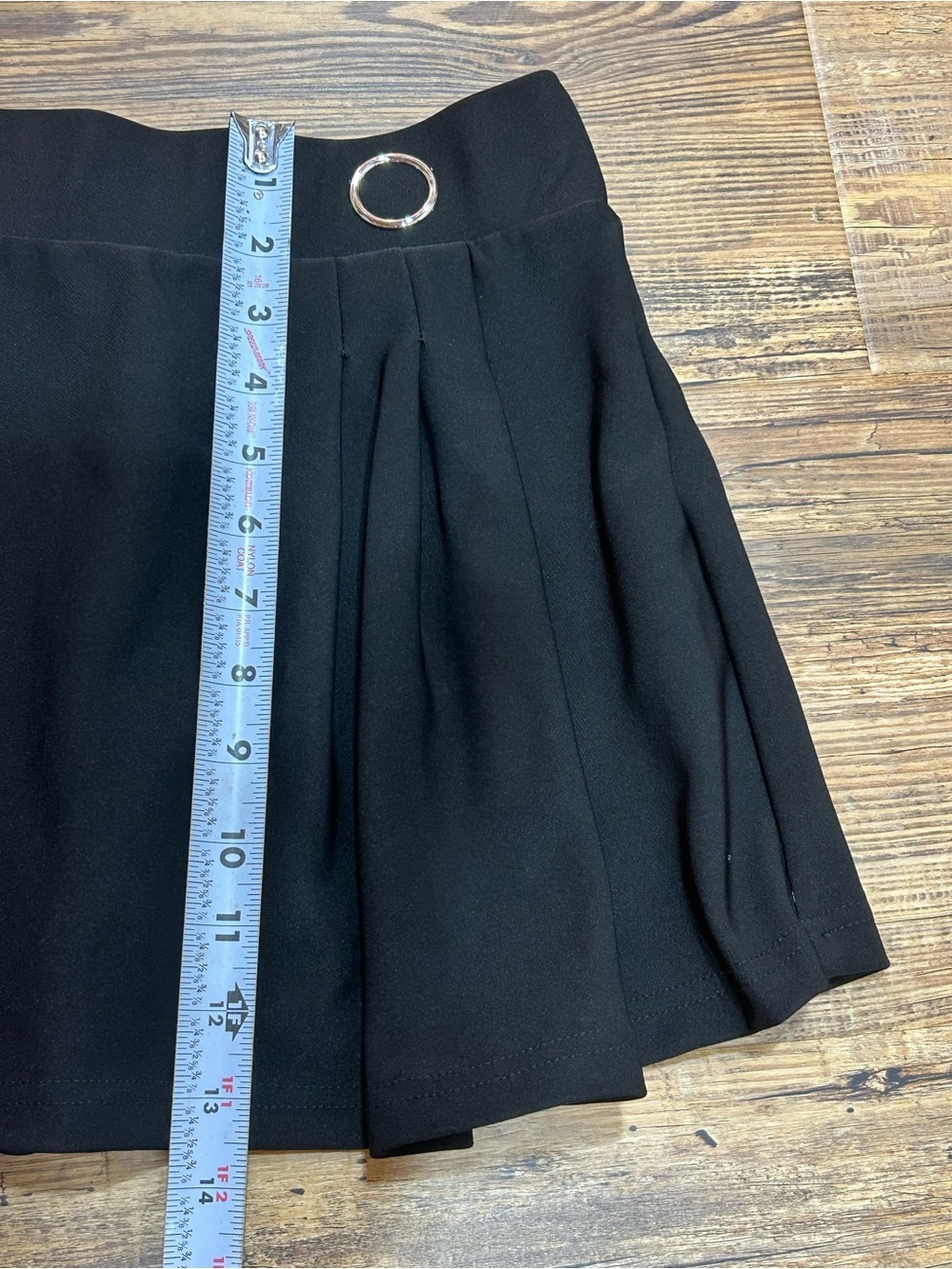 New Mix Black Flared Skort with Silver Ring Accent - Picture 5 of 6